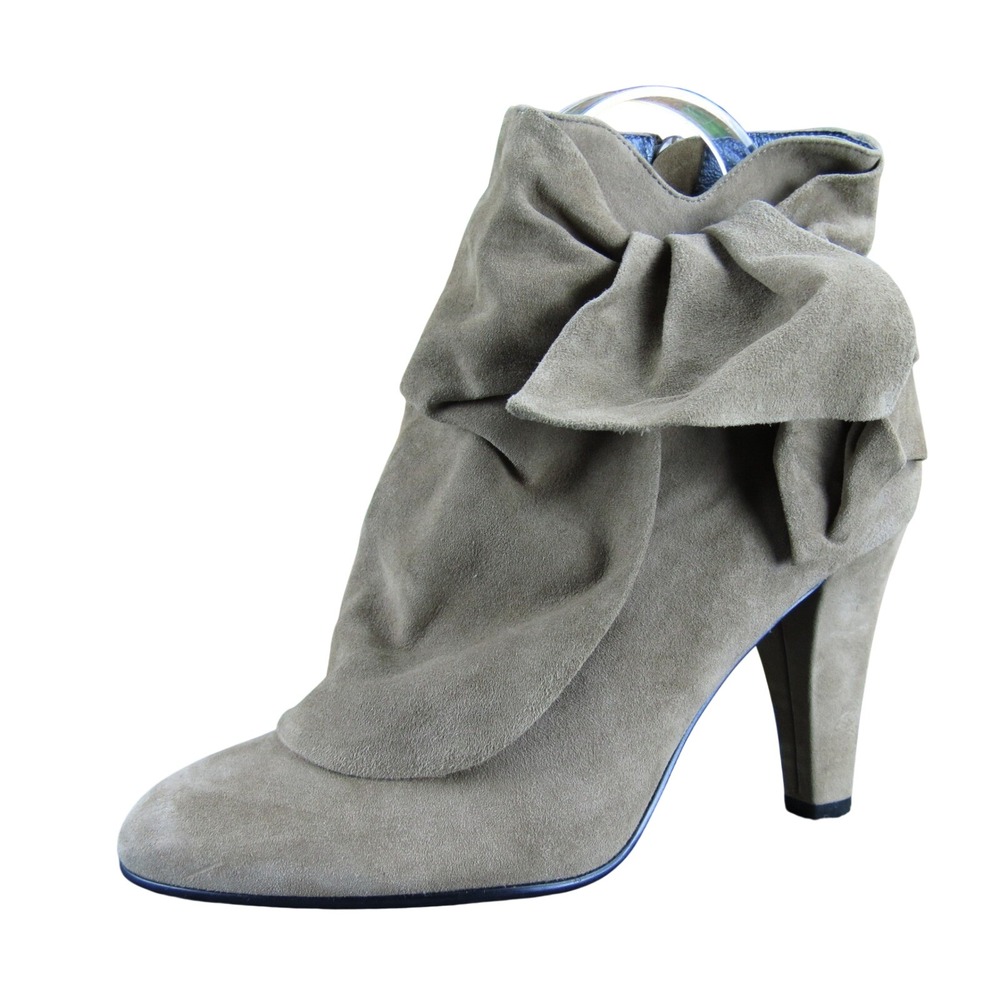 Aldo Taupe Suede High Heel Ankle Boots Women 38 Stylish Bow Accent Dress Shoes